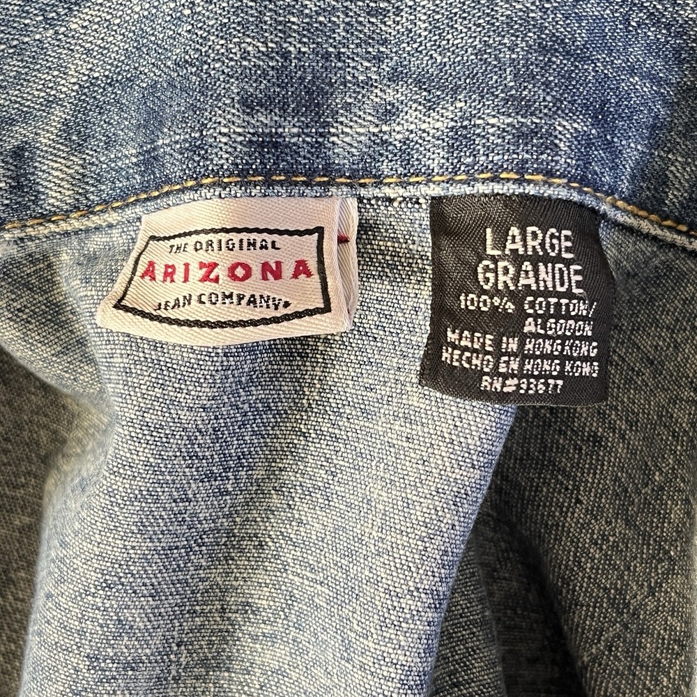 Vintage Y2K Arizona Jeans Denim Jacket Womens L Full Zip‎ 100% Cotton Western - Picture 6 of 6